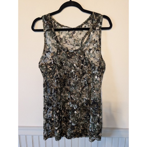 Maurices Tops - Womens Sheer Mesh Floral Tank XL‎ Forest Fairy 90s Grunge Whimsigoth Regencycore